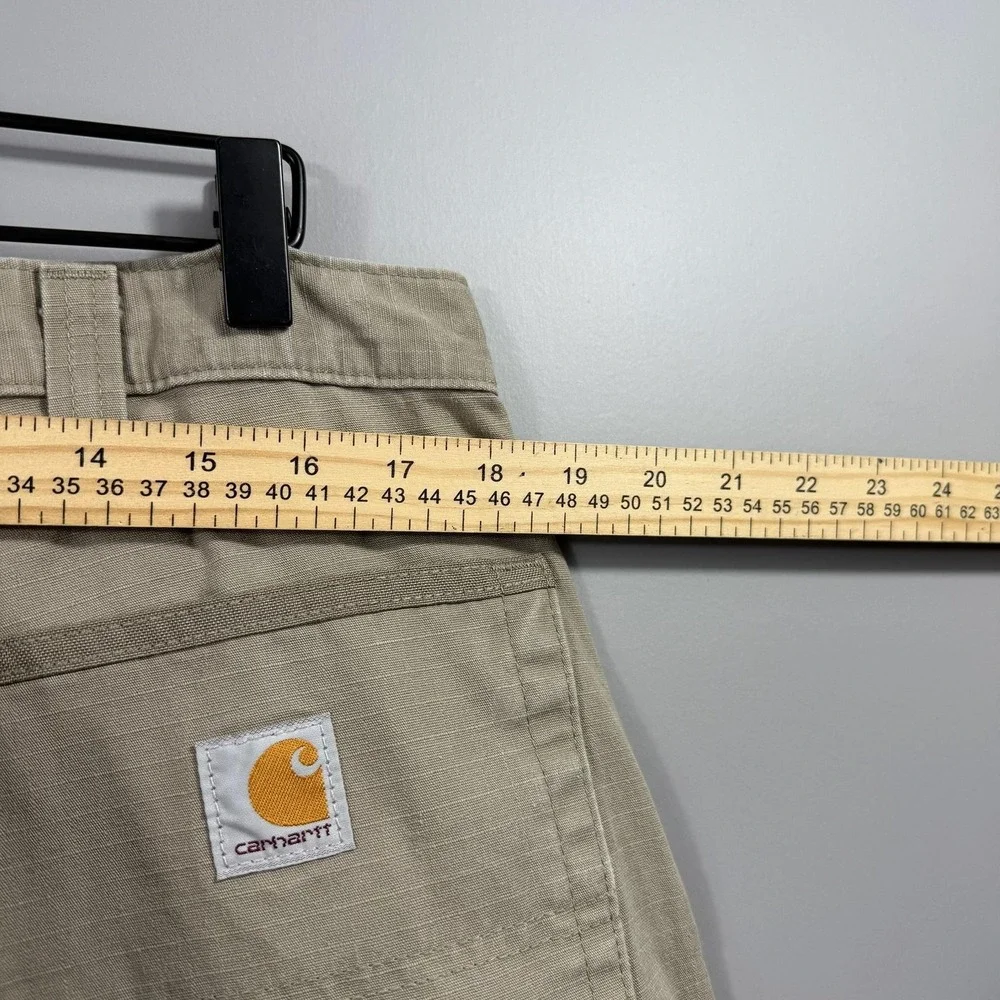 Carhartt Cargo Shorts Mens 38 Beige Canvas Workwear Relaxed Fit Utility Pockets